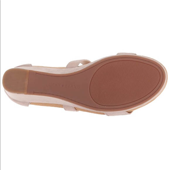 LUCKY BRAND Wedge Strap Sandals Shoes Suede Taupe Leather Kawaii Cute Platform 6 - Picture 5 of 15